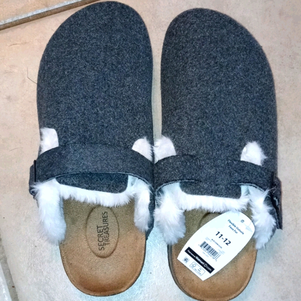 Secret Treasures 11-12 Faux Fur and Fabric Slip On